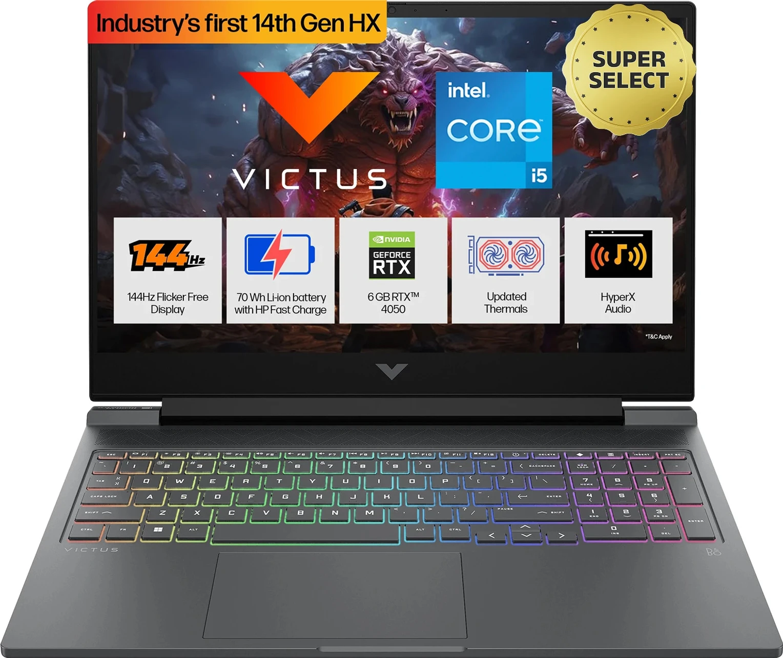 HP Victus Intel Core i5 14th Gen 14450HX - (24 GB/512 GB SSD/Windows 11 Home/6 GB Graphics/NVIDIA GeForce RTX 4050) 15-fa2382TX Gaming Laptop (15.6 Inch, Mica Silver, 2.31 Kg, With MS Office)