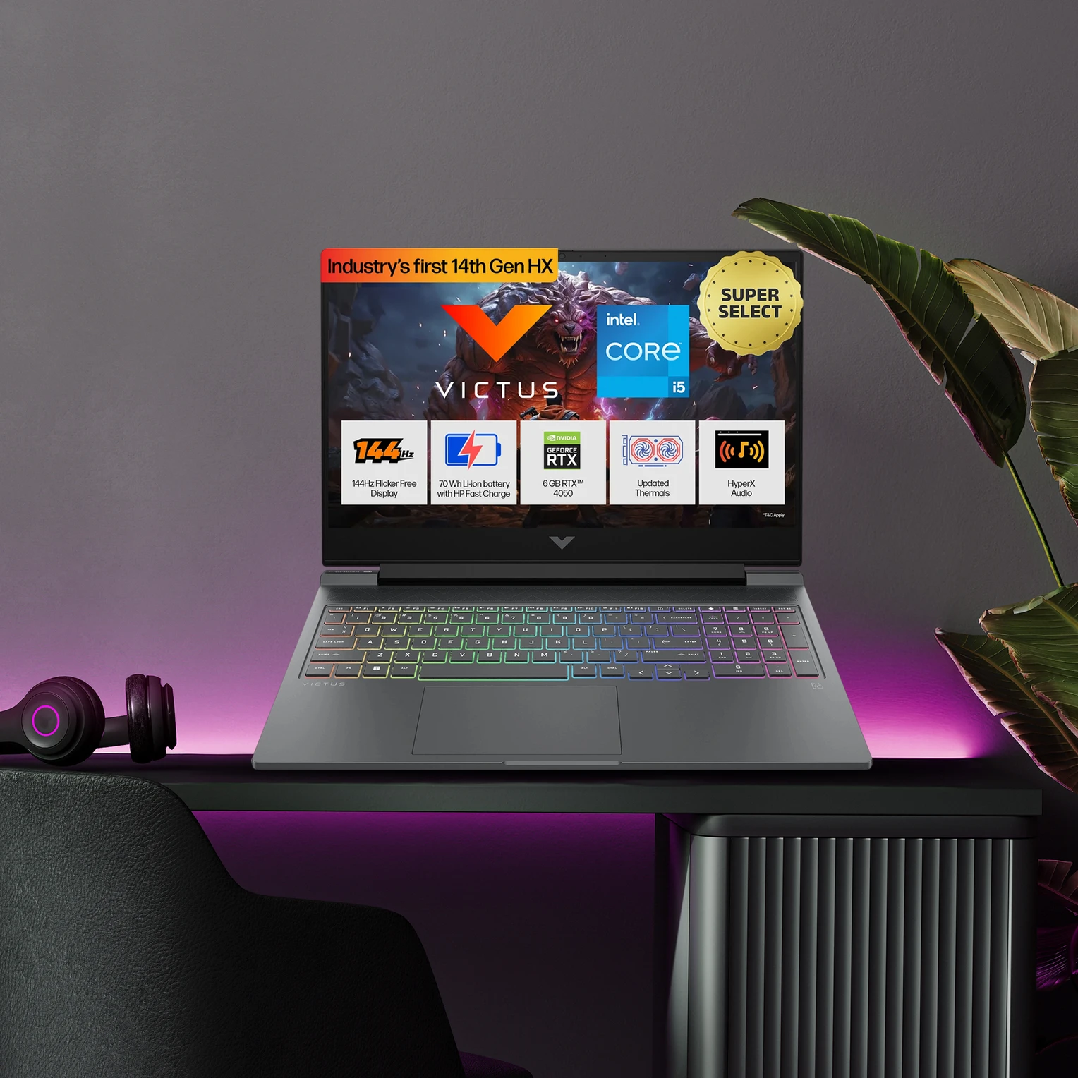 HP Victus Intel Core i5 14th Gen 14450HX - (24 GB/512 GB SSD/Windows 11 Home/6 GB Graphics/NVIDIA GeForce RTX 4050) 15-fa2382TX Gaming Laptop (15.6 Inch, Mica Silver, 2.31 Kg, With MS Office) - Image 3
