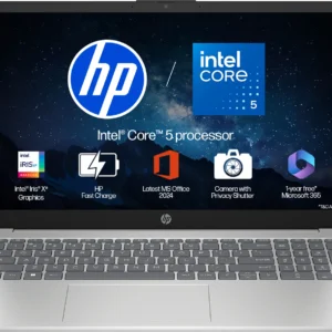 HP 15 (i5 14th Gen) Intel Core 5 120U - (16 GB/512 GB SSD/Windows 11 Home) 15-fd0665TU / 15-fd0640TU / 15-fd0682TU Thin and Light Laptop (15.6 Inch, Natural Silver, 1.59 Kg, With MS Office)